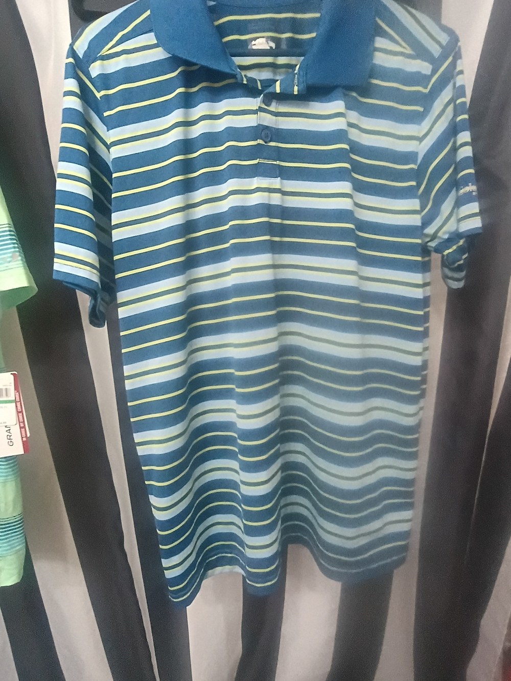 Men's Striped Blue Polo Shirt with Contrast Collar